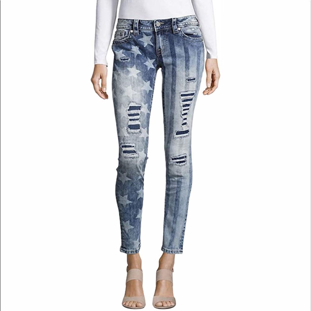 COPY - Miss Me Stars and Stripes print Skinny Jeans